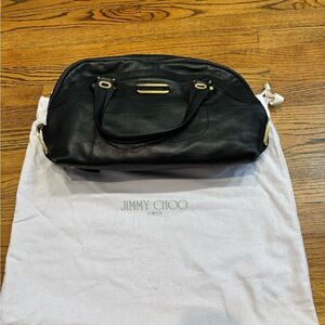 Jimmy Choo TOGO Black Leather Bowler Satchel Tote Buckle Shoulder Bag